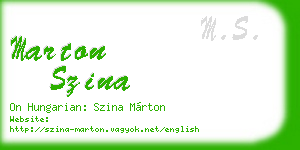 marton szina business card